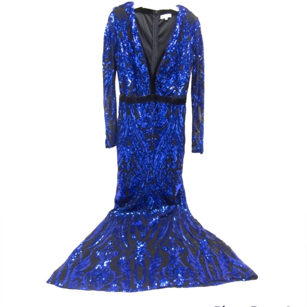 Stephanie Pratt Sequin Evening Formal Prom Party Wedding Blue Dress Sz 8
